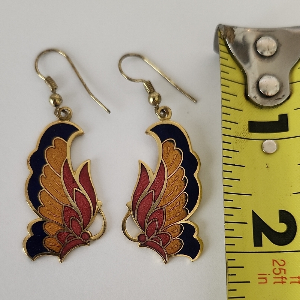 Butterfly Elegant Gold and Red Enamel Earrings